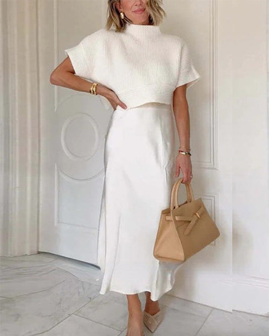 Facerya Knitted Top & Silk Skirt