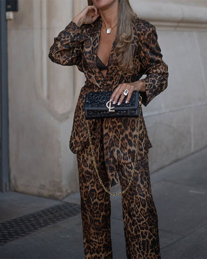 Facerya Leopard Blazer And Pants Set