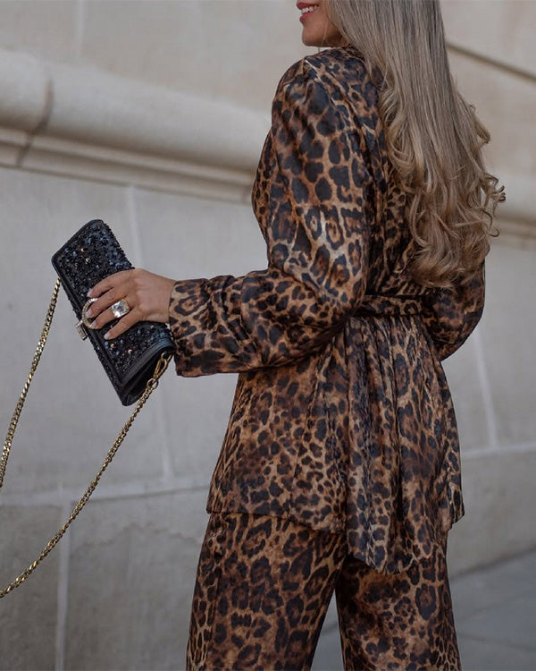 Facerya Leopard Blazer And Pants Set