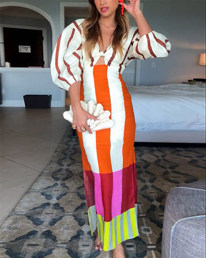 Facerya Boho Striped Dress