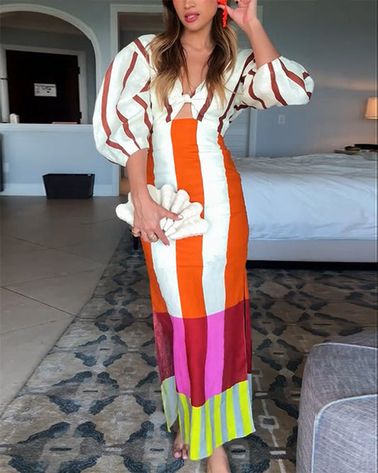 Facerya Boho Striped Dress