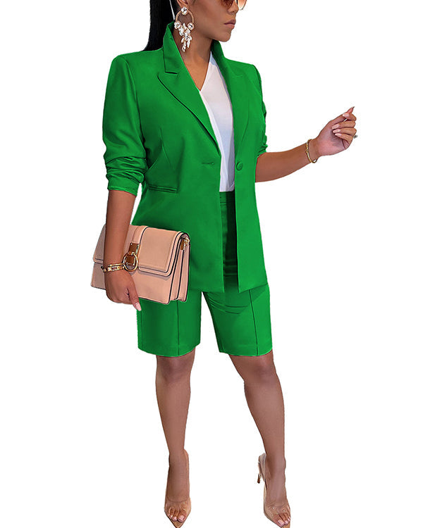 Facerya Leisure Suit Blazer And City Shorts Set (15 Colors)