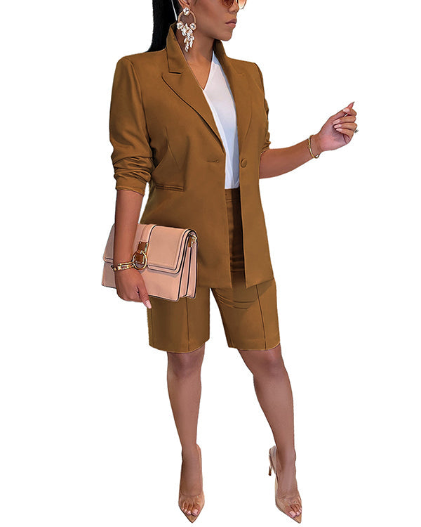 Facerya Leisure Suit Blazer And City Shorts Set (15 Colors)