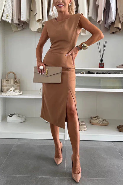 Facerya Elegant Sleeveless Midi Dress