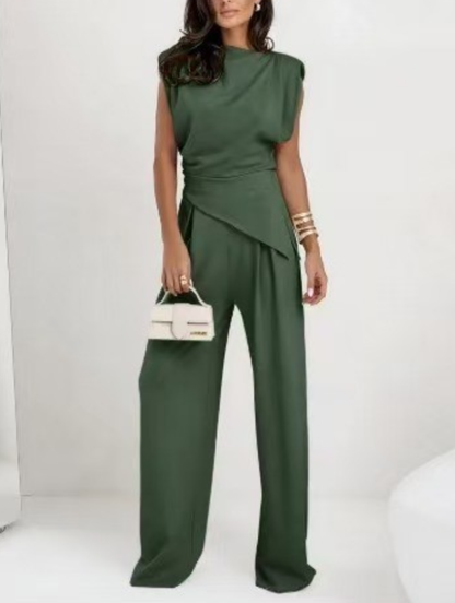 Facerya Irregular Top And Wide Leg Pants Set