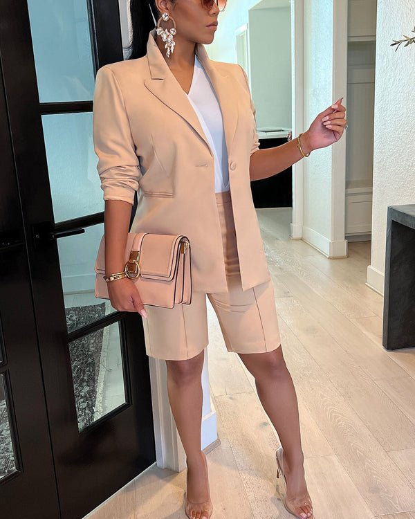 Facerya Leisure Suit Blazer And City Shorts Set (15 Colors)