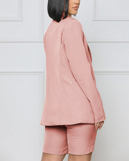 Facerya Leisure Suit Blazer And City Shorts Set (15 Colors)