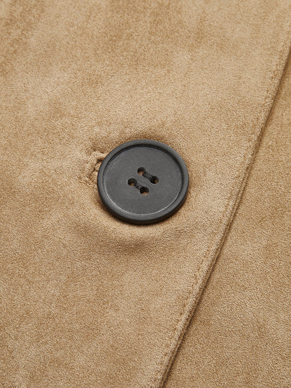 Suede Effect Soft Button Lapel Jacket