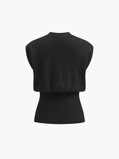 V-Neck Buttoned Detail Sweater Vest