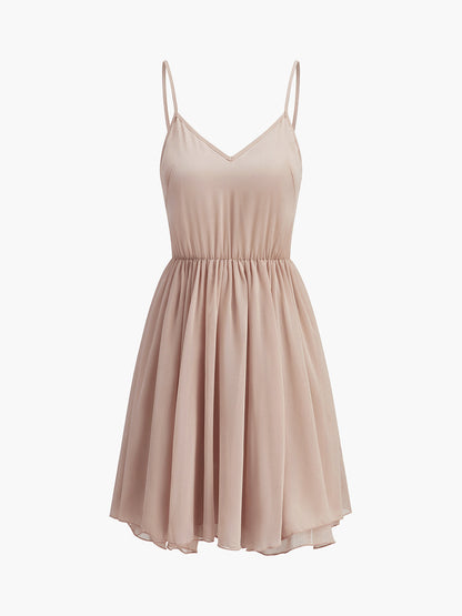 Semi-Sheer Chiffon Ruffle Dress With Outer Cape