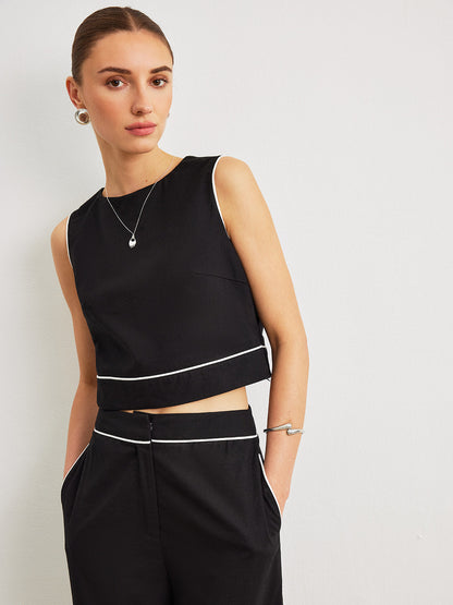 Cotton & Linen Pants Set With Pockets