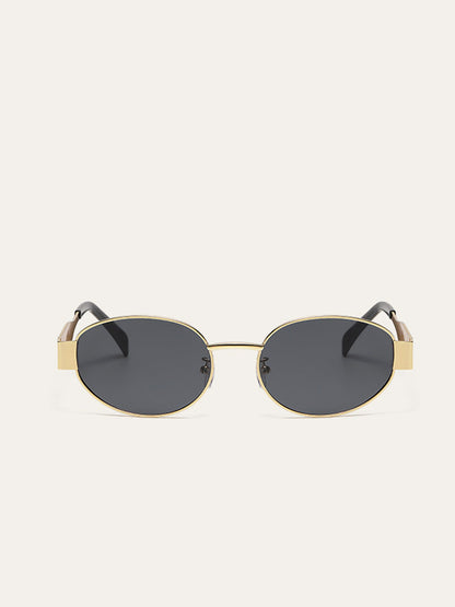 Gold-Trim Oval Sunglasses
