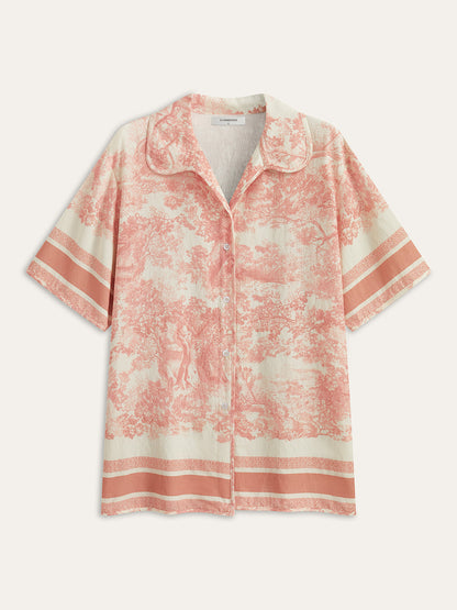 Printed Contrast Trim Shorts Set