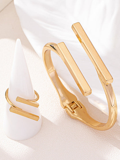 Geometric Golden Ring & Bracelet Set
