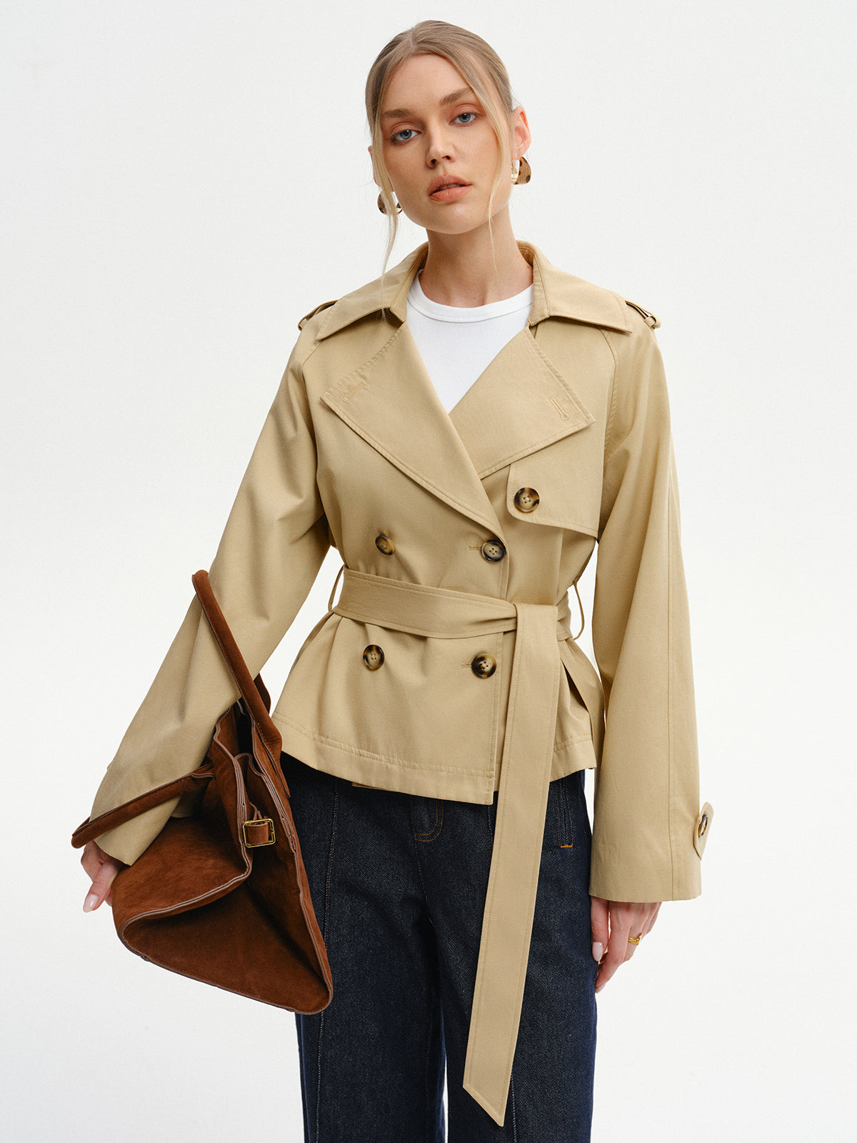 Double-Breasted Belted Trench Coat