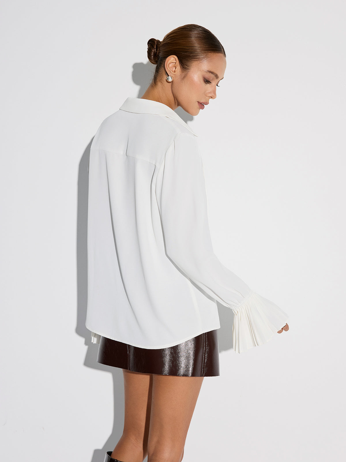 Pleated Bell Sleeve Shirt