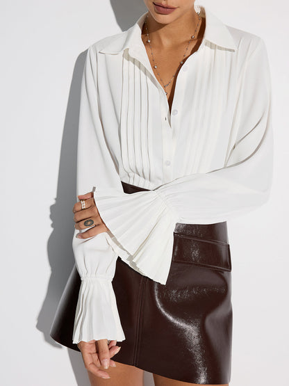 Pleated Bell Sleeve Shirt
