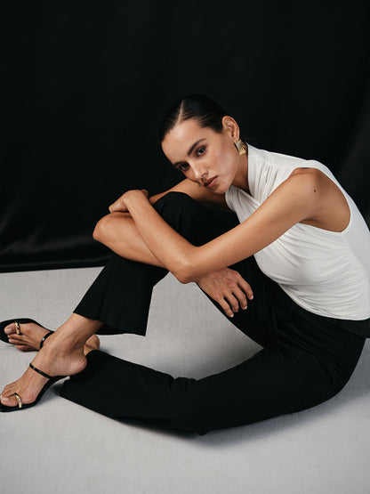 Cross Neck Ruched Tank Top