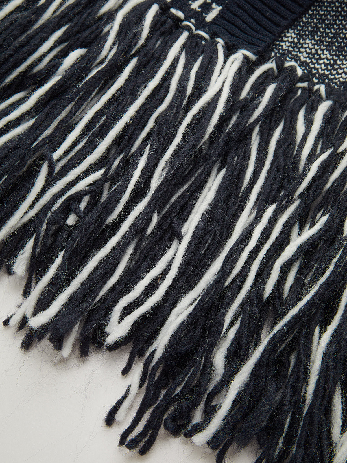 Horse-Pattern Wool Blend Fringe Cardigan