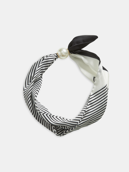 Pearl Magnetic Closure Striped Neck Scarf