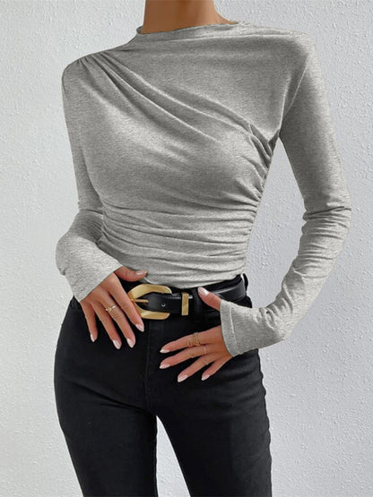 Ruching Long Sleeve Shirt