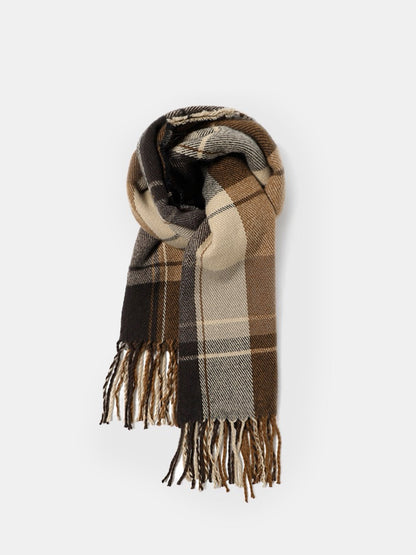 Plaid Fringed Winter Scarf
