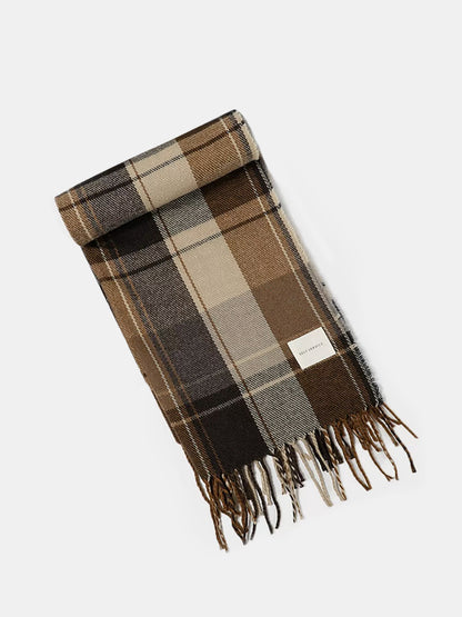 Plaid Fringed Winter Scarf