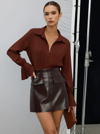 Pleated Bell Sleeve Shirt