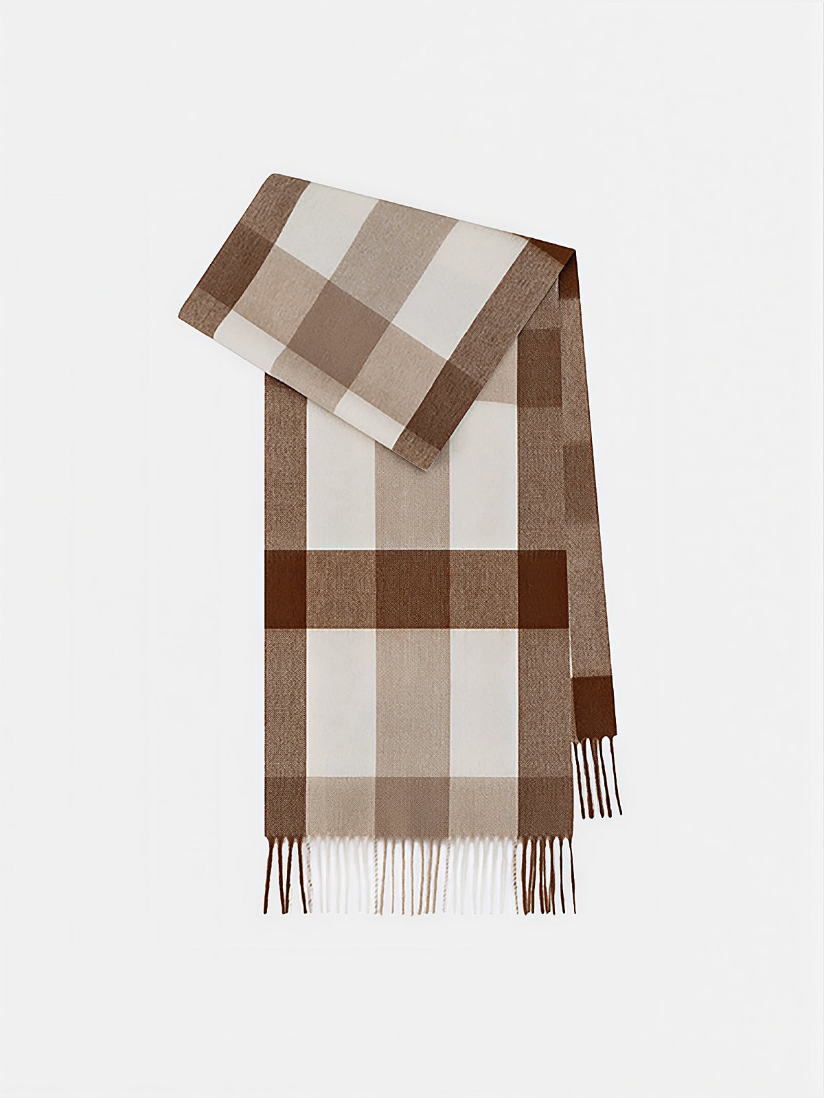 Fringe Detail Checked Wool Scarf