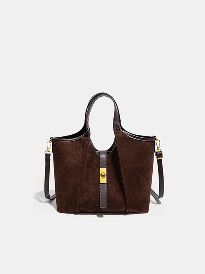 Vintage-Inspired Suede Top-Handle Bag