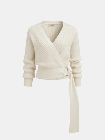 Metal Ring Knit Wrap Cardigan