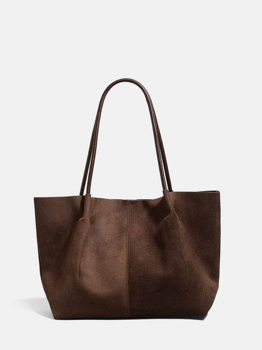 Suede Effect Large-Capacity Tote Bag