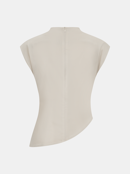 Satin Asymmetric Ruched Top & Midi Skirt Set