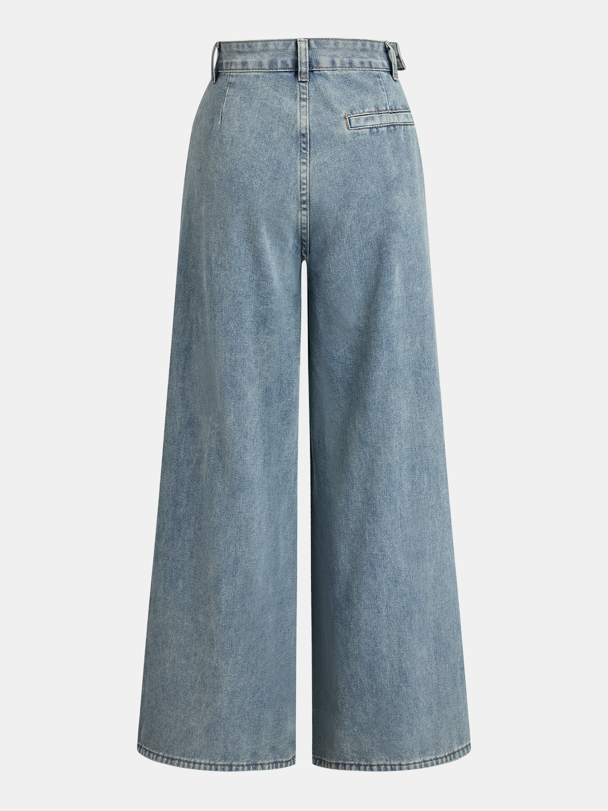 Asymmetrical Ruched Denim Wide-Leg Pants