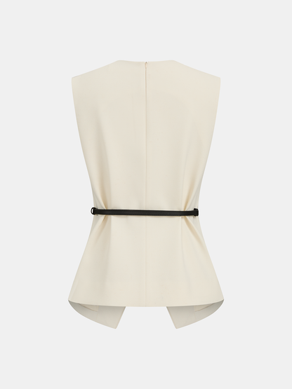 Sleeveless Belted Top & Pleated Pants Set