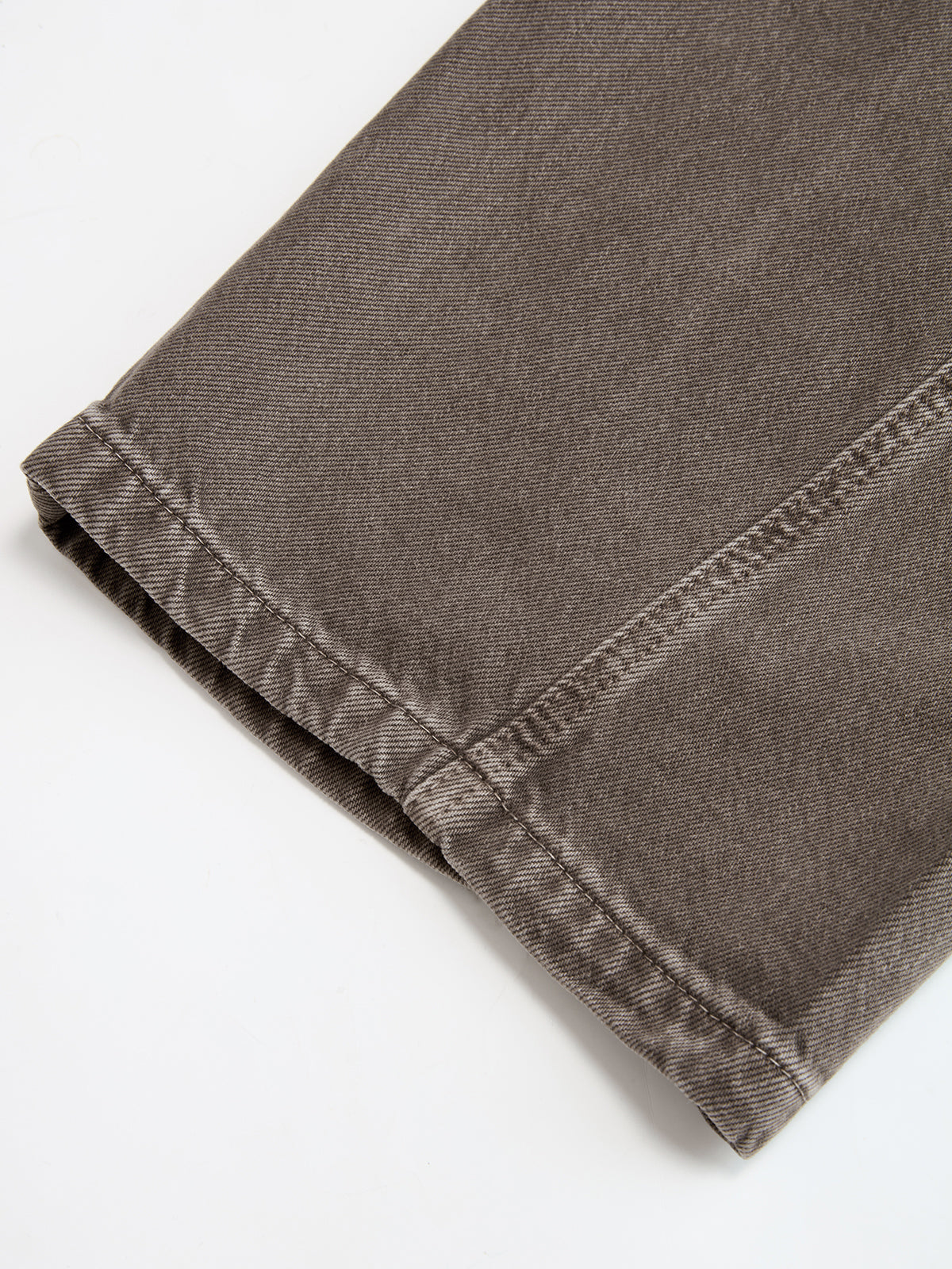 Distressed Denim Curved-Leg Pants