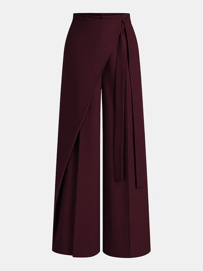 Asymmetric Wrap Wide-Leg Pants