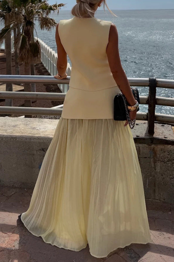 Facerya Fashion Vest And Chiffon Skirt Set