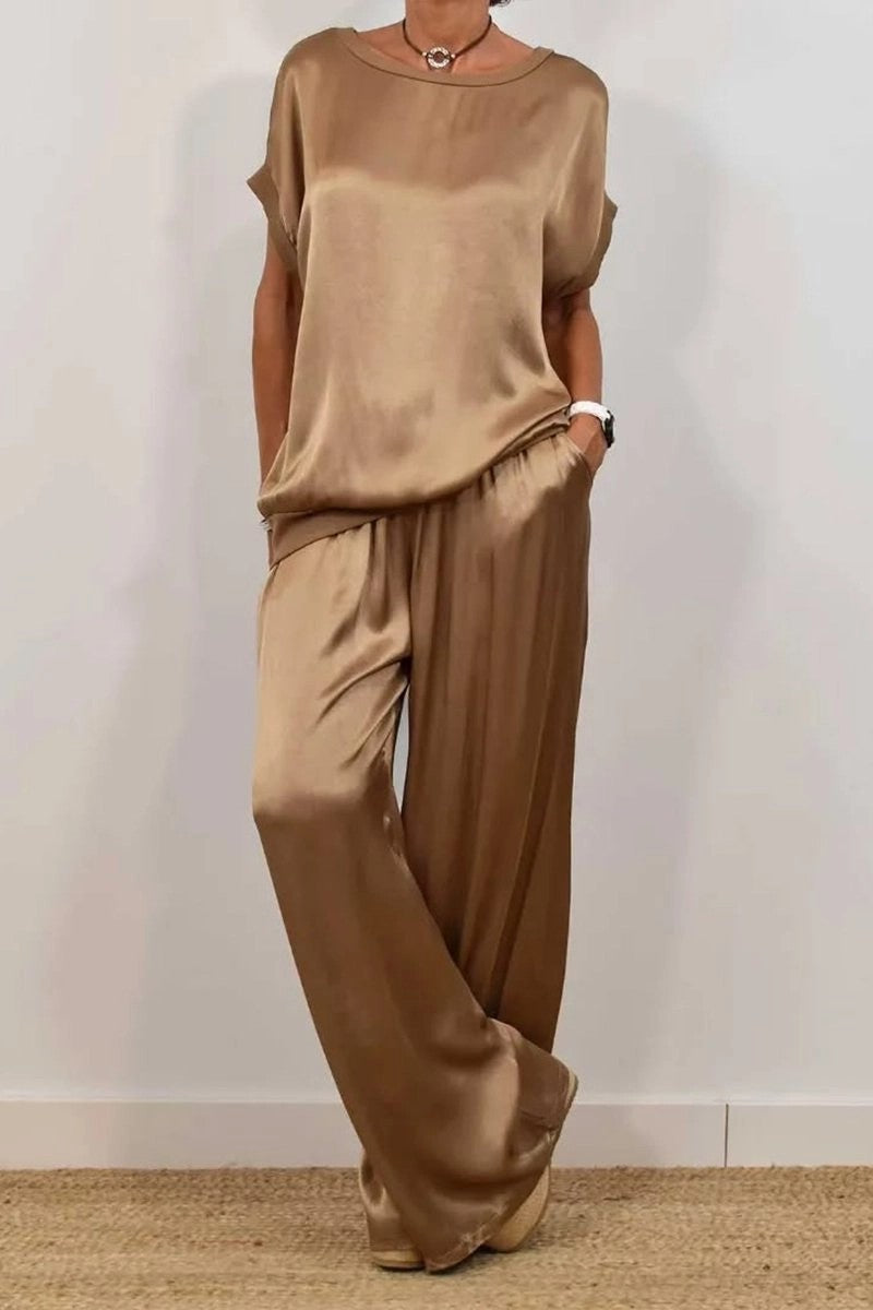 Facerya Silk Sleeveless Top And Pants Set