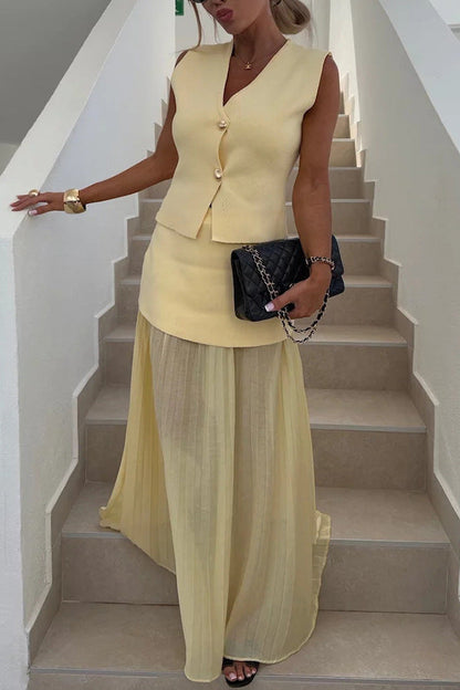 Facerya Fashion Vest And Chiffon Skirt Set