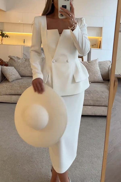 Facerya Two-Button Blazer And Skirt Set