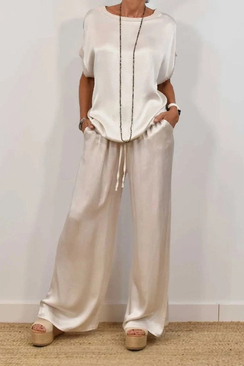 Facerya Silk Sleeveless Top And Pants Set