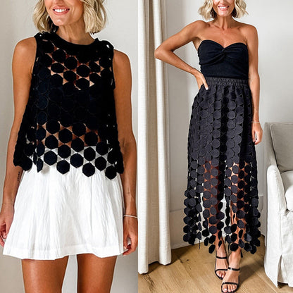 Facerya Circular Tassel Top And Skirt Set