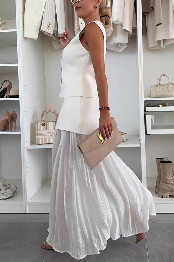 Facerya Fashion Vest And Chiffon Skirt Set