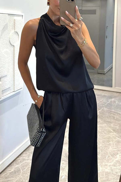 Facerya Satin Halter Top And Pants Set