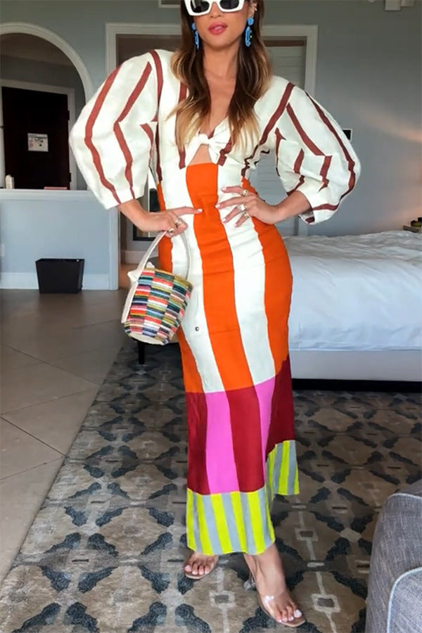 Facerya Boho Striped Dress