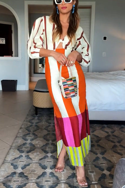 Facerya Boho Striped Dress