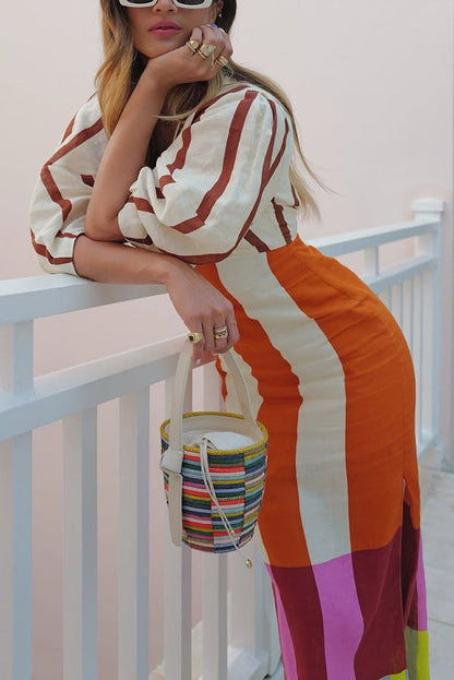 Facerya Boho Striped Dress