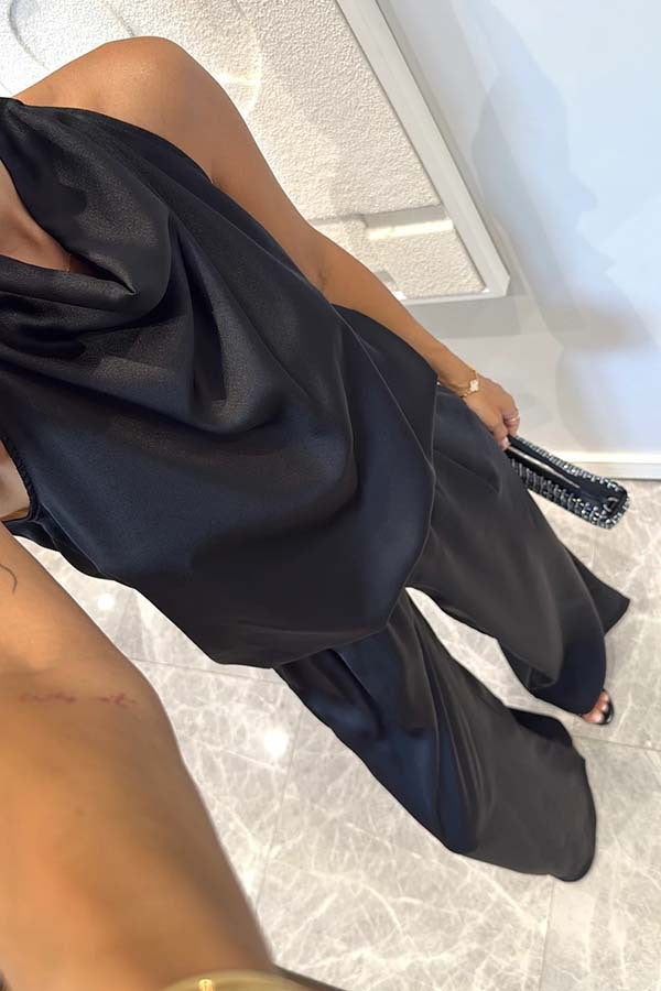 Facerya Satin Halter Top And Pants Set