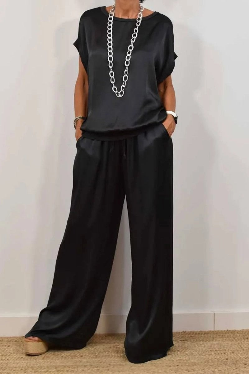 Facerya Silk Sleeveless Top And Pants Set